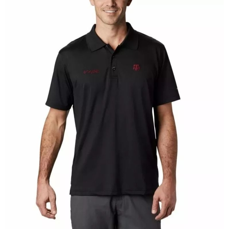 Columbia PFG Men's Polo Quickdry Shirt ~ Black ~ L Euro