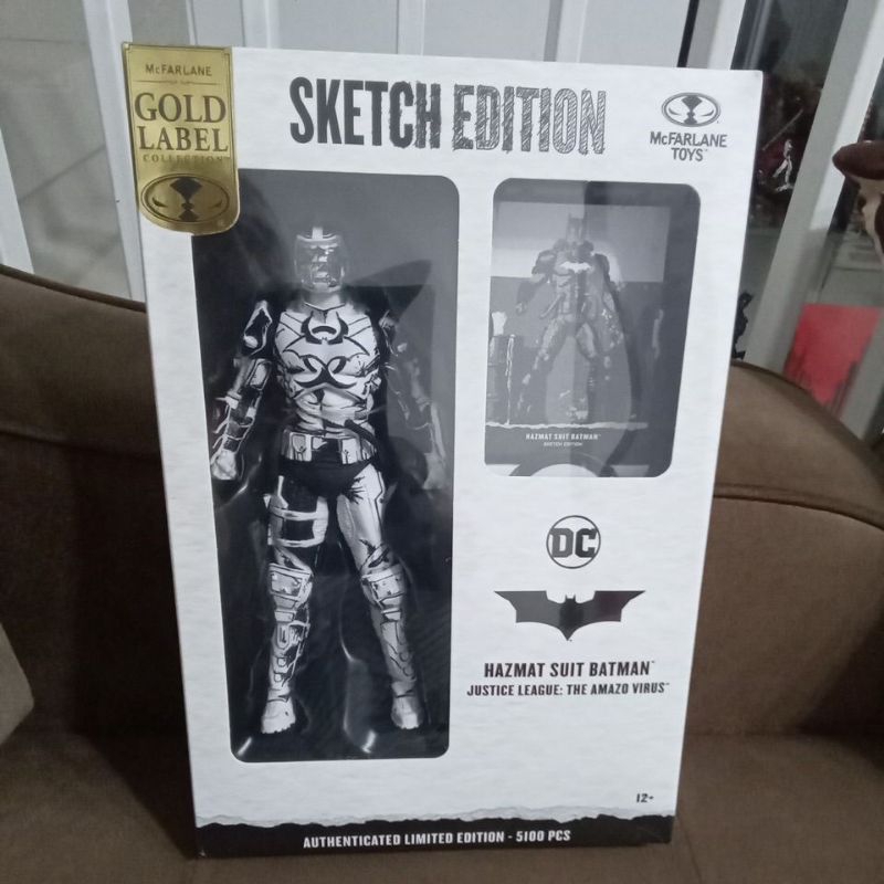 hazmat suit batman mcfarlane toys sketch ed gold label justice league the amazo virus