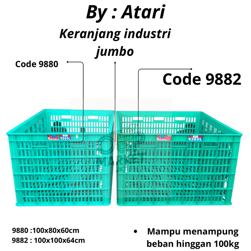 KERANJANG INDUSTRI 9880 LR /  9882 LR CONTAINER INDUSTRI RODA KONTAINER BOX PLASTIK BESAR / KERANJAN