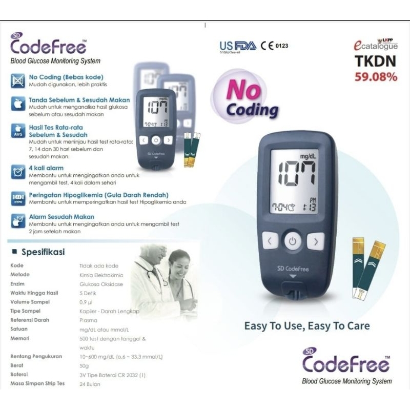 SD CODEFREE Alat Tes Strip Gula Darah Code Free Cek Gula Darah