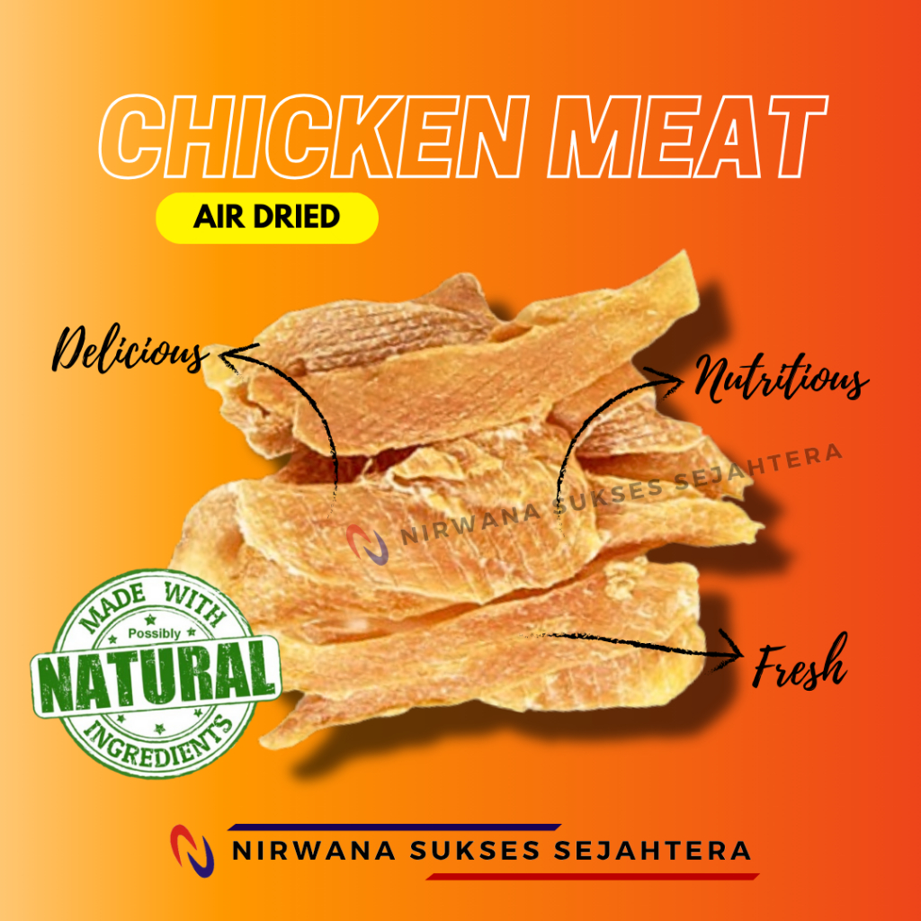 

DAGING AYAM KERING / DEHYDRATED, AIR DRIED CHICKEN MEAT. CHEWS, TREATS, DENTAL CARE, SNCAK FROM 100% NATURAL INGRADIENT NO ADDITIVE FOR DOG