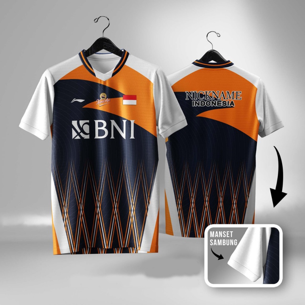 Jersey Baju Badminton Yonex BNI INDONESIA Free nickname XS - 6XL