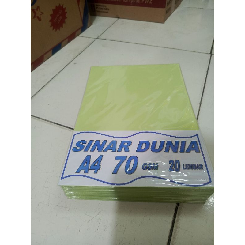 

Kertas hvs A4 sinar dunia warna hijau 70 Gsm 1 pack isi 20 lembar