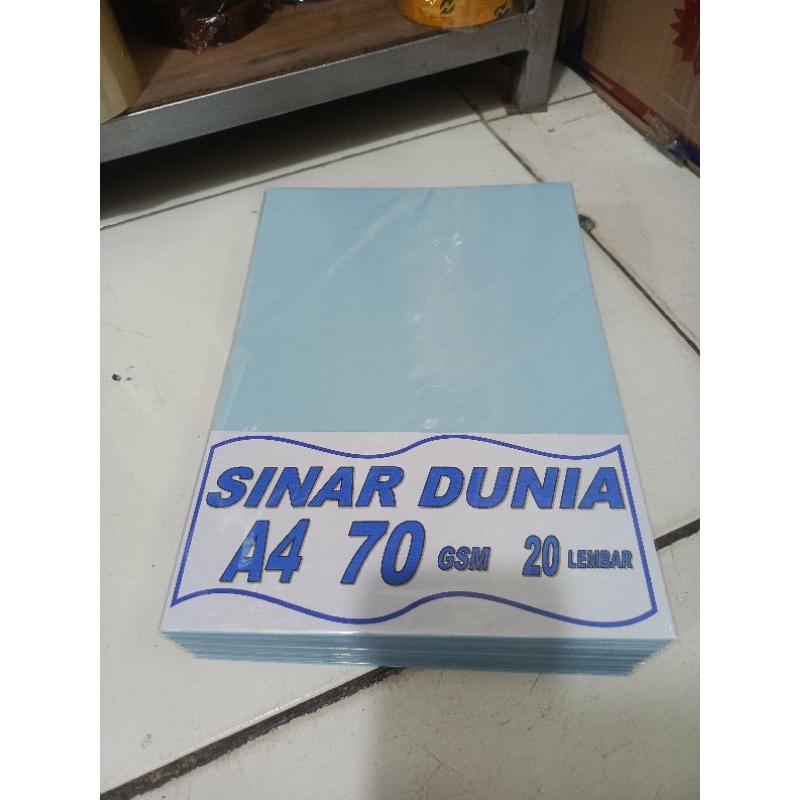 

Kertas hvs A4 sinar dunia warna biru 70 Gsm 1 pack isi 20 lembar