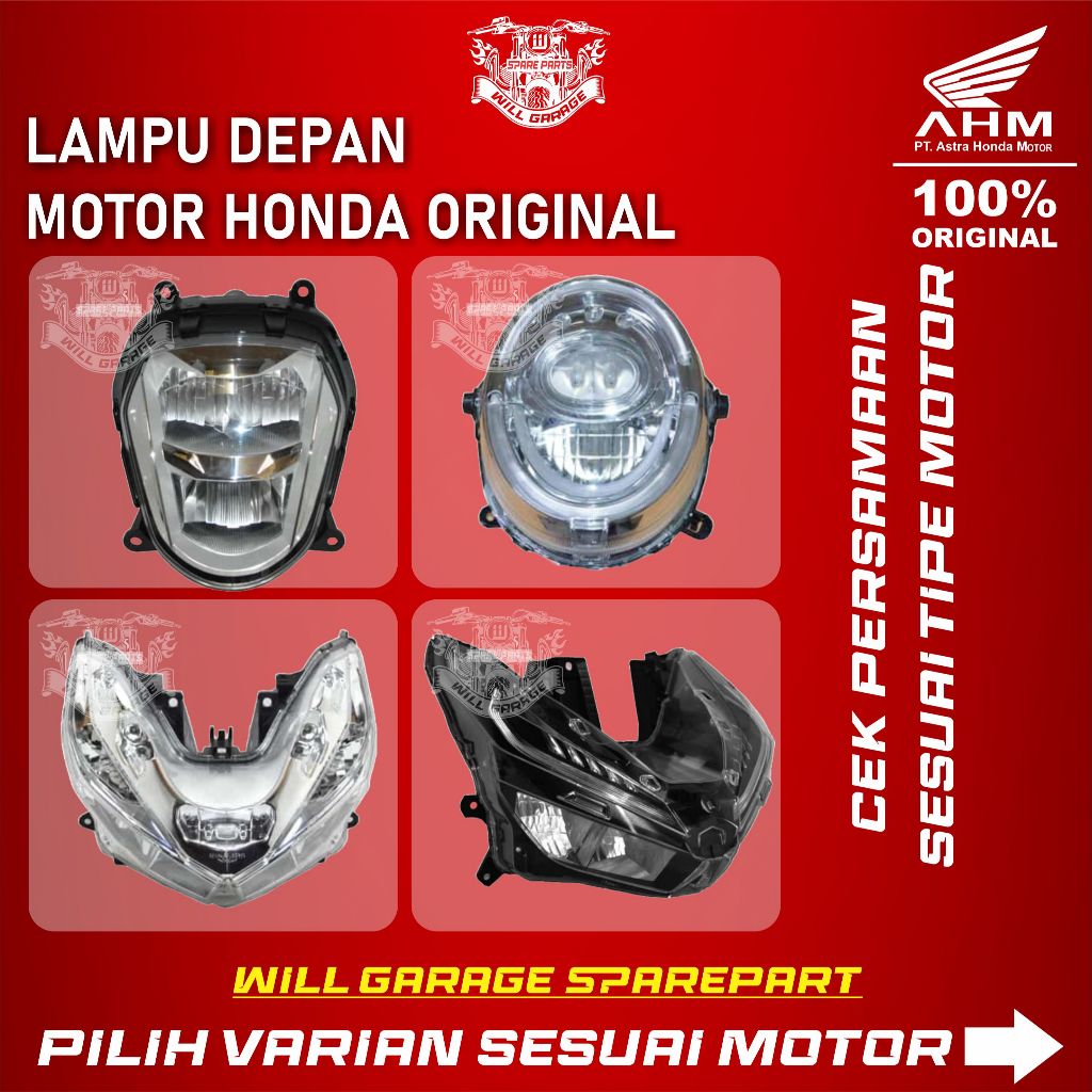 LAMPU DEPAN / REFLEKTOR MOTOR HONDA ORIGINAL / GENIO (2019-2022) / VARIO 150/125 LED NEW (2018-2022)
