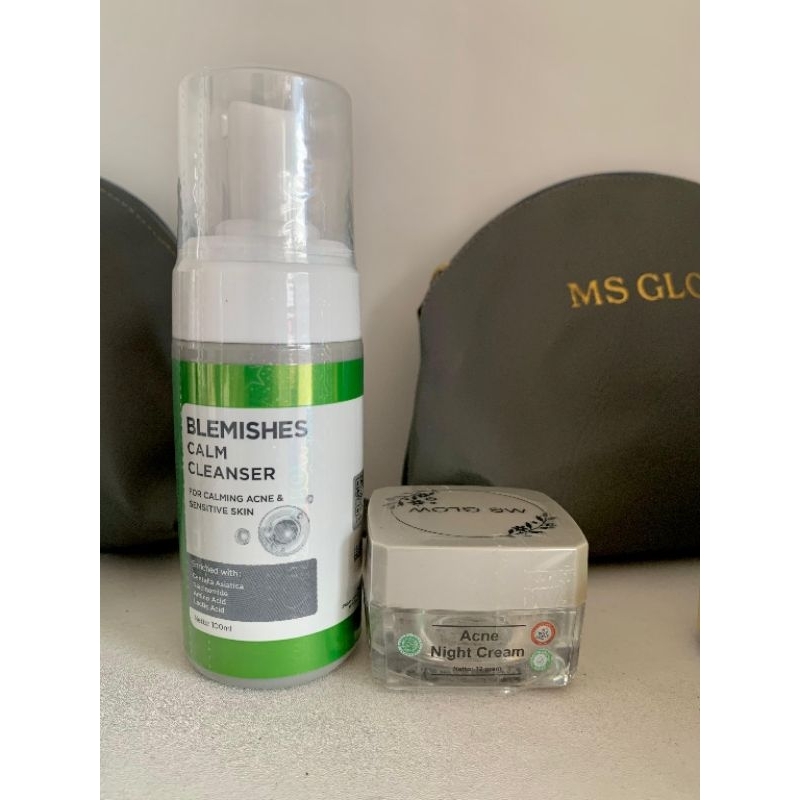 FACIAL WASH MS GLOW + ACNE NIGHT CREAM MS GLOW
