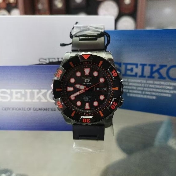 Seiko 5 Automatic SNZJ21 Black Orange SNZJ19K1 Silver Black Original garansi resmi