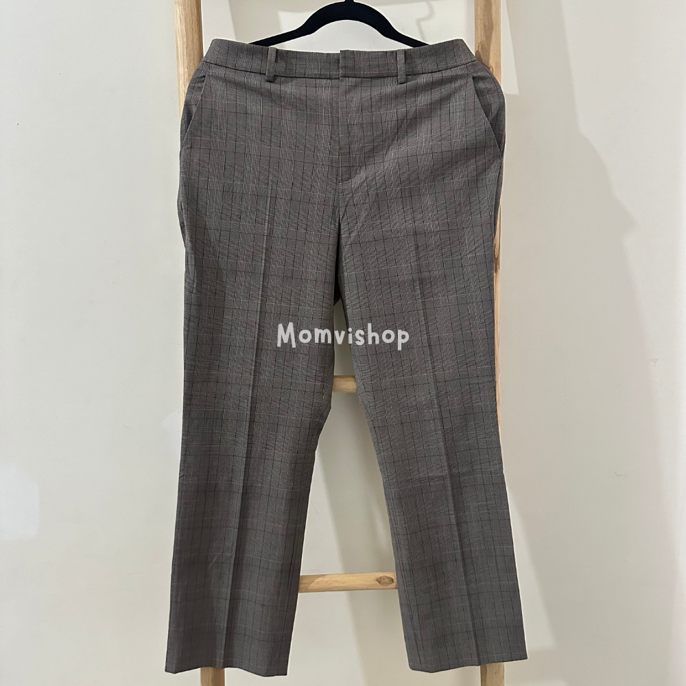 Original UNIQLO Celana Panjang Wanita Motif Kotak Beige 42