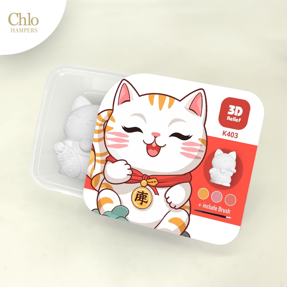 

K403 Lucky Cat - Souvenir Ultah Mainan Anak Painting Kit Gypsum Lukis Set ( Chinese New Year Imlek CNY )
