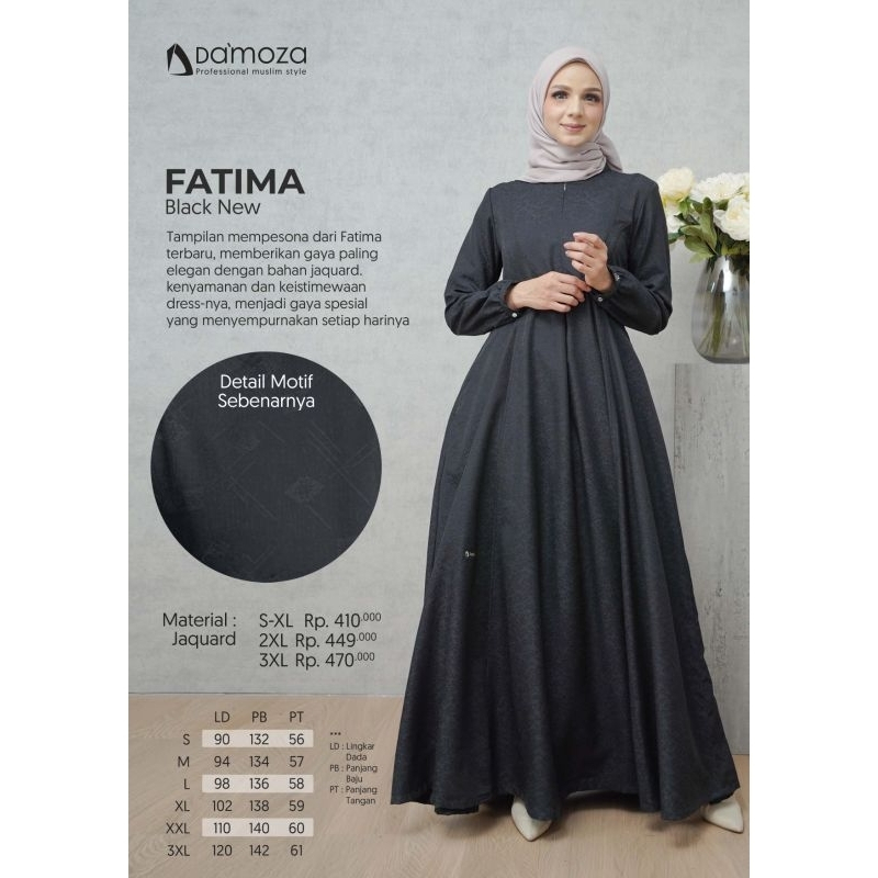 BAJU MUSLIM GAMIS SERIES BLACK N WHITE // DAMOZA FATIMAH HITAM // DAMOZA FATIMAH BROKEN WHITE
