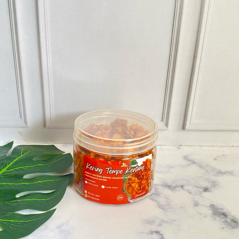 

Kering Tempe Kentang Kacang Balado Toples 400ml | Orek Tempe Pedas Manis Premium Halal