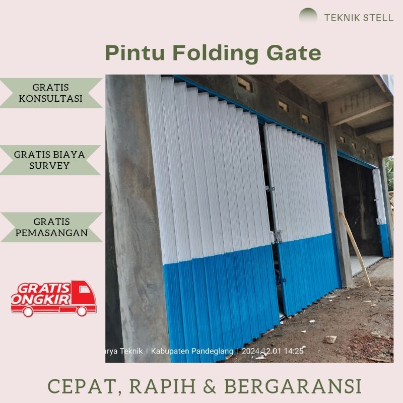 Folding Gate Galvalum Anti Karat Slat Daun 0.4mm | Pintu Warung | Pintu Ruko | Pintu Besi | Pintu Ro