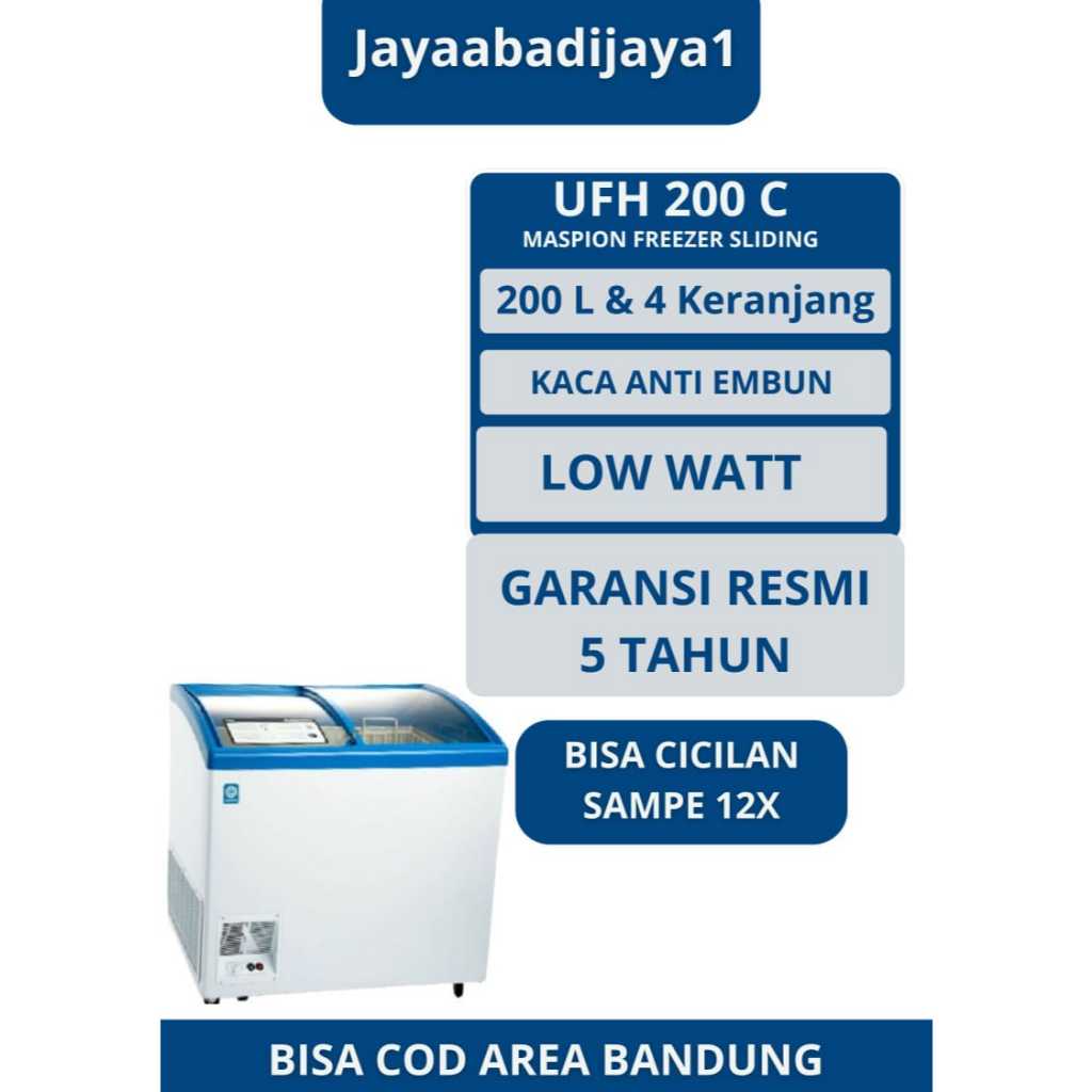 Maspion Chest Freezer Sliding kaca 400 Liter UFH-400 C