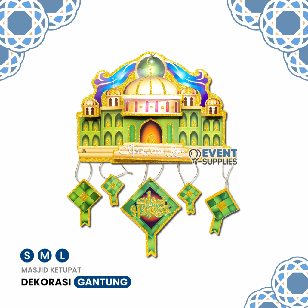 Gantungan Dekorasi Ramadhan Masjid Ketupat  - Hiasan Idul Fitri Tempel Dekorasi Ramadhan Gantungan L