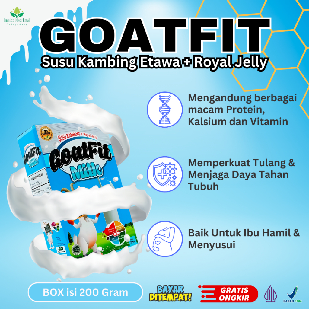 GoatFit - Goat Fit Box Original 200Gr - Susu Kambing Etawa Bubuk - Meningkatkan Daya Tahan Tubuh