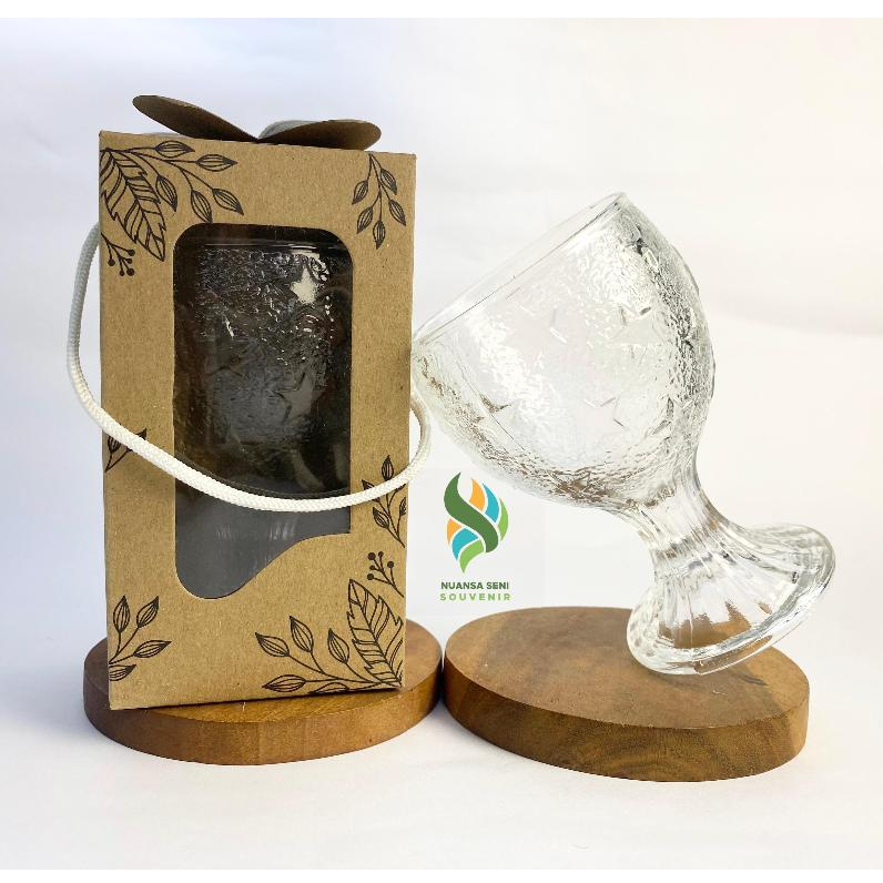 Souvenir Gelas Minum Wine Gelas Stemware Kaki Bintang Gelas Wen Aesthetic Mug Kaca Tangkai Motif