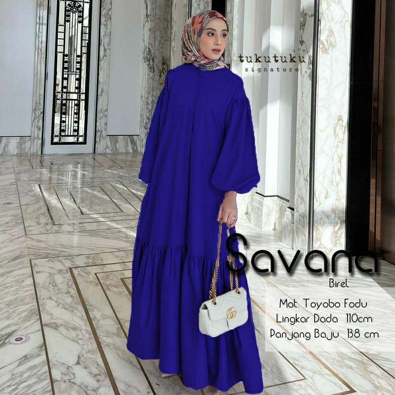 Birel / Biru pepsi BCA Sapana Ld 110 Dress panjang Gamis muslim by tuku tuku