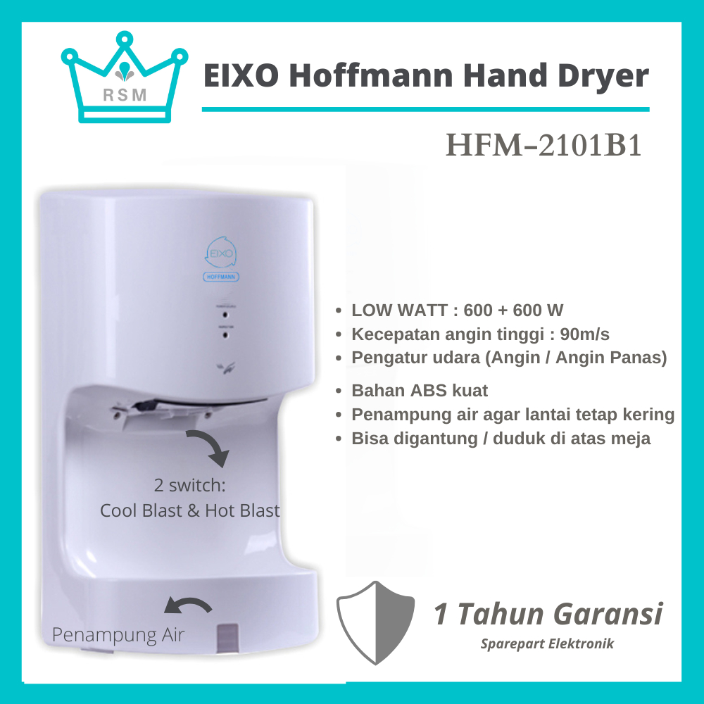 Hand Dryer EIXO Hoffmann Low Watt Pengering Tangan Cold Hot Otomatis