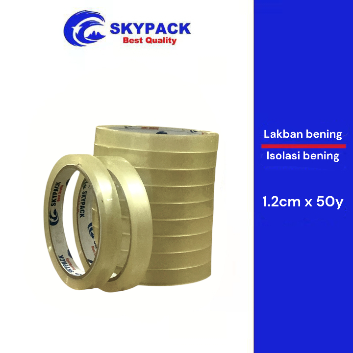 

[SKYPACK 1.2] Lakban Bening 1.2cmx50y Isolasi Selotip Bening 12mmx50y