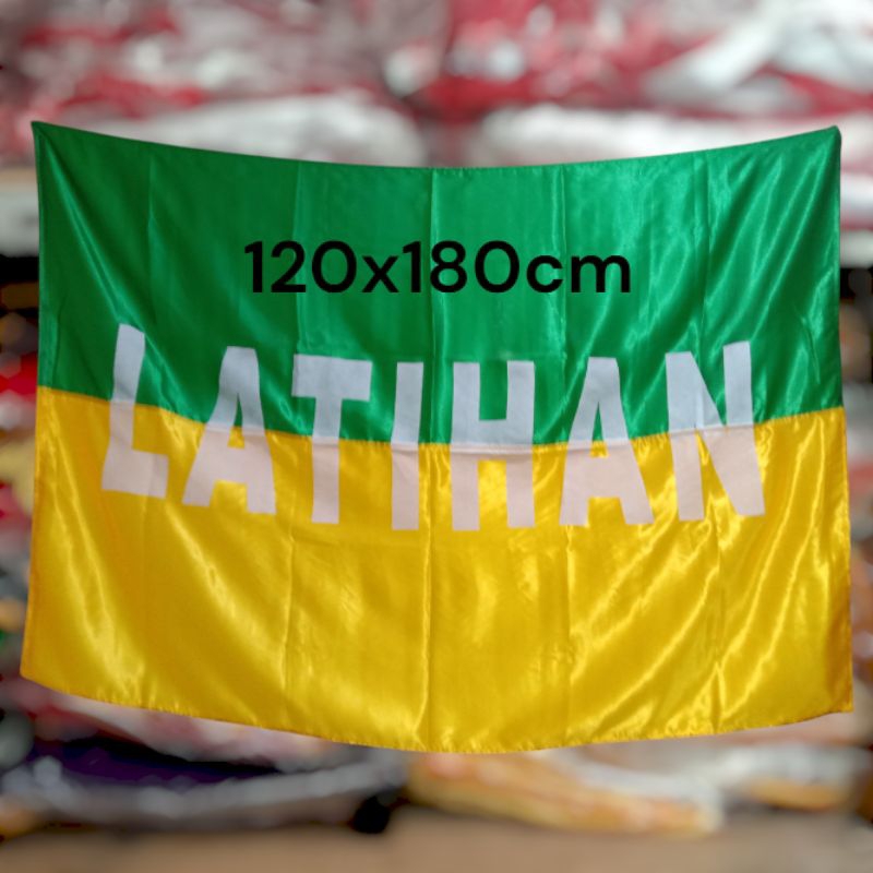 bendera latihan 120x180cm pakai sablon dan pengait/cantelan besi kecil