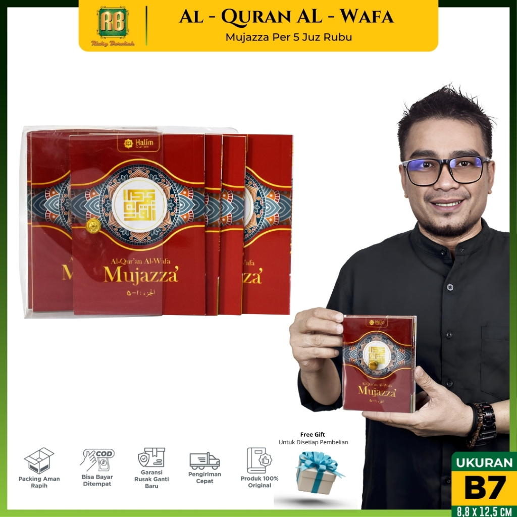 Al Quran Al-Wafa Mujazza Per 5 Juz Rubu Ukuran B7 Saku Box Mika Tanpa Terjemahan Alquran Mini Rasm U