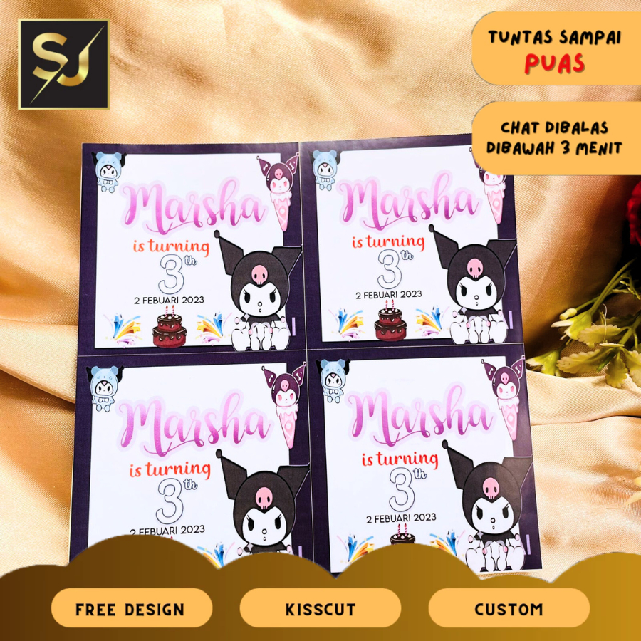 

2-4 Sangjaya Stiker Ultah Anak Ulang Tahun Label Bentuk Kotak Sticker Ulang Taun Balita Uk.Kecil