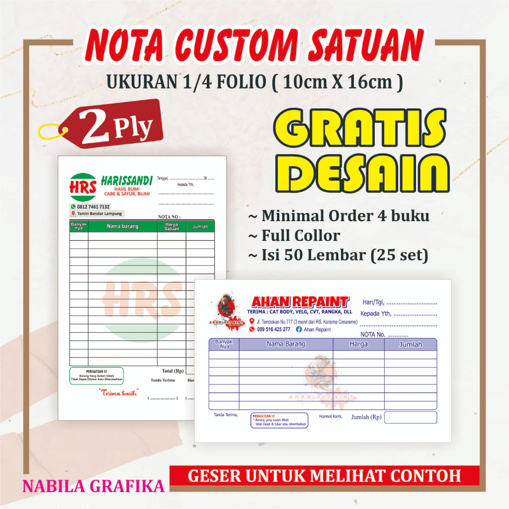 

promo nota custom 2 ply murah
