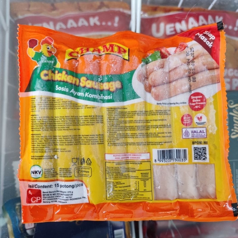 

Champ Chicken Sausage 375g Isi 15 Sosis Ayam