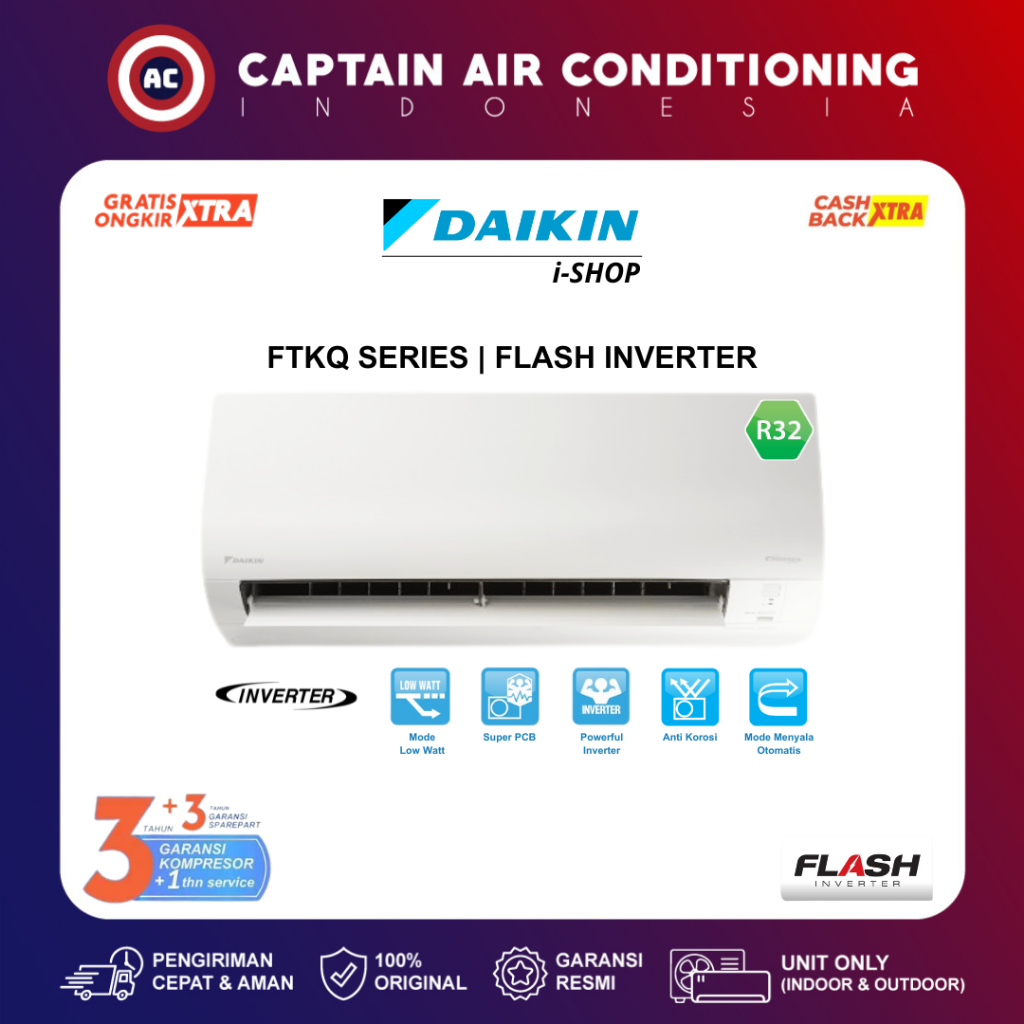 DAIKIN AC Split FTKQ-15 / FTKQ15 1/2 PK Flash Inverter