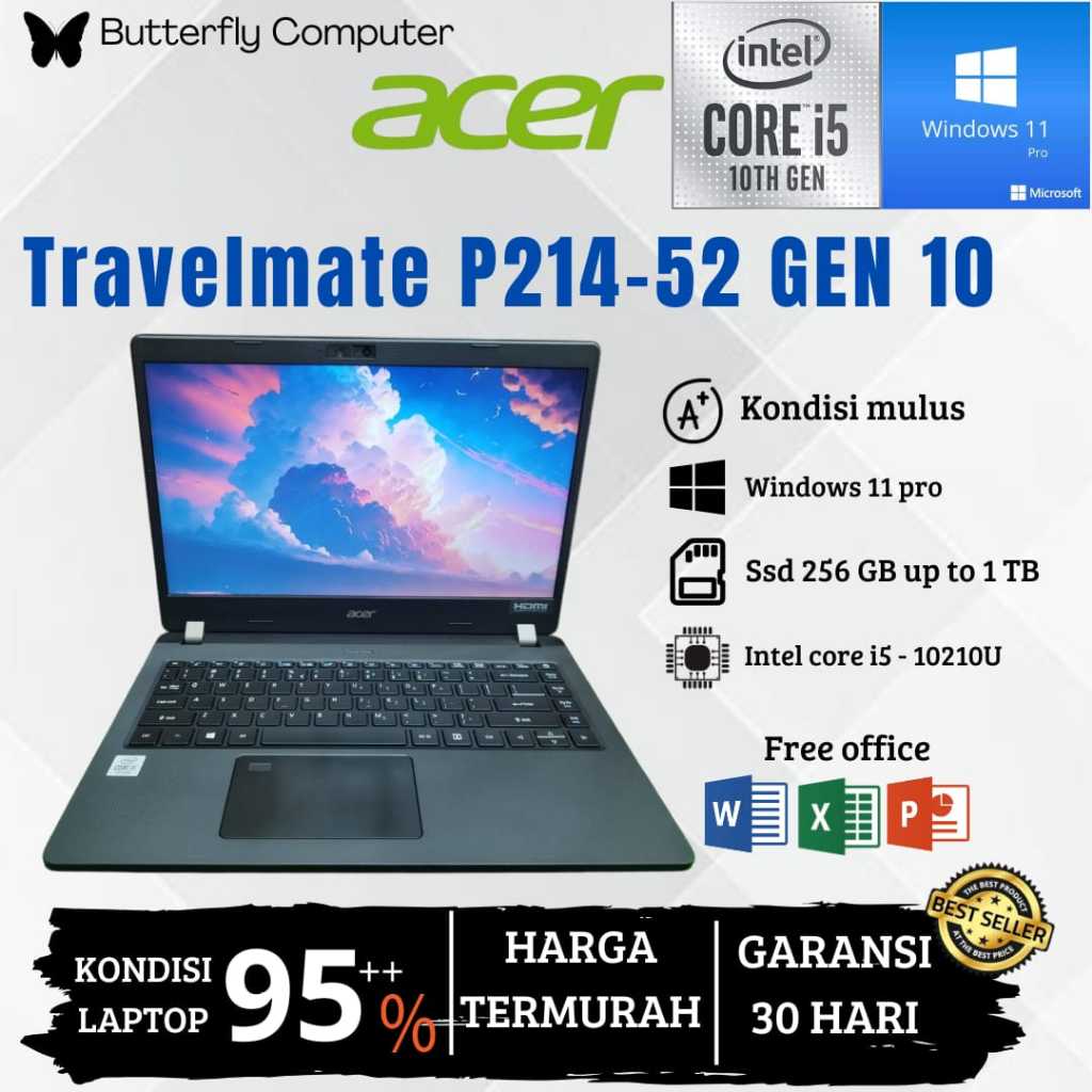 Laptop Acer TravelMate P214-52 Core i5 Gen 10 - RAM 32GB SSD 1TB - 14INCH - 16GB SSD 512 -  win 11 P