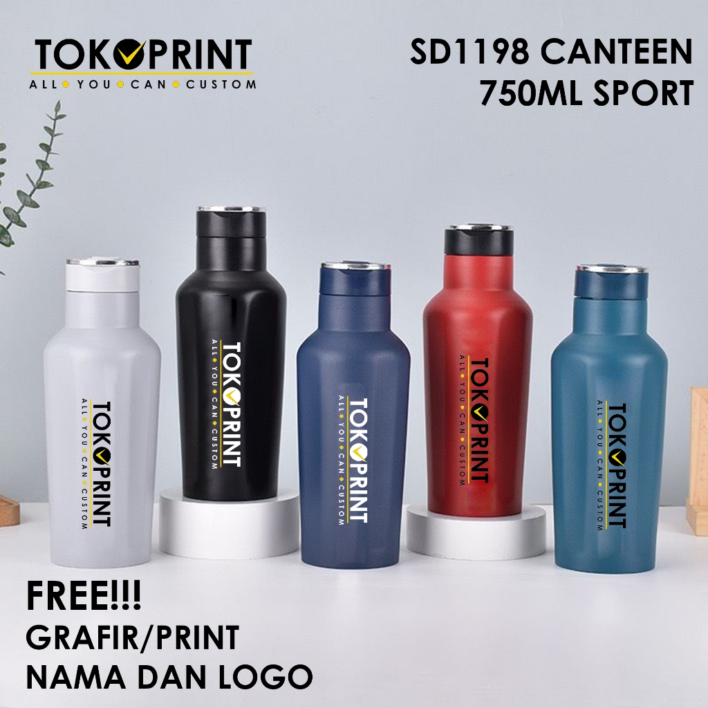 SD198 Tumbler Tahan Panas Termos Anti Karat Botol Air Bisa Custom Nama Logo Request Souvenir Promosi