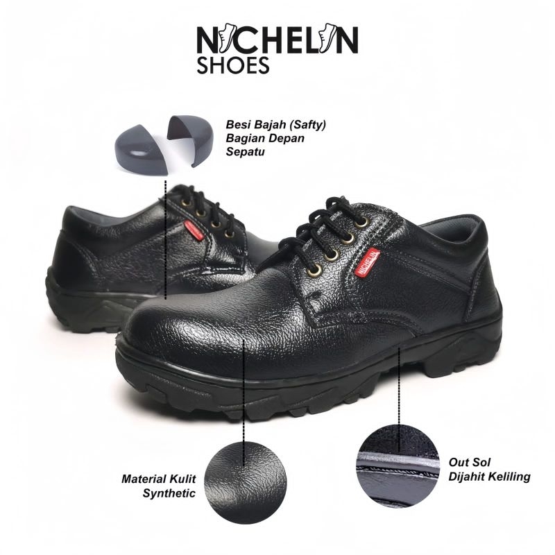 sepatu safety pria sepatu ujung besi sepatu safety pendek tali