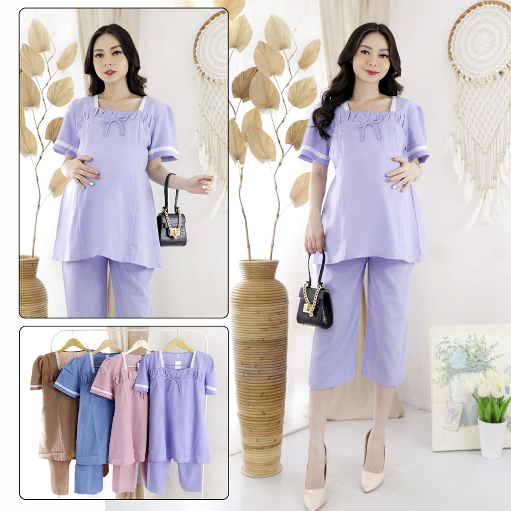 Baju setelan Hamil Menyusui ModelKorea Style Bahan Katun Adem