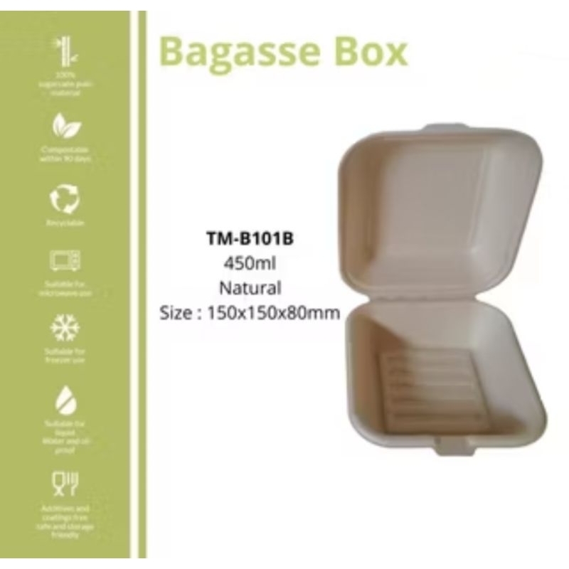 BAGASSE BOX BAGASSE BURGER KOREAN BENTO MINI CAKE BOX BENTO CAKE ukuran 6" NATURAL