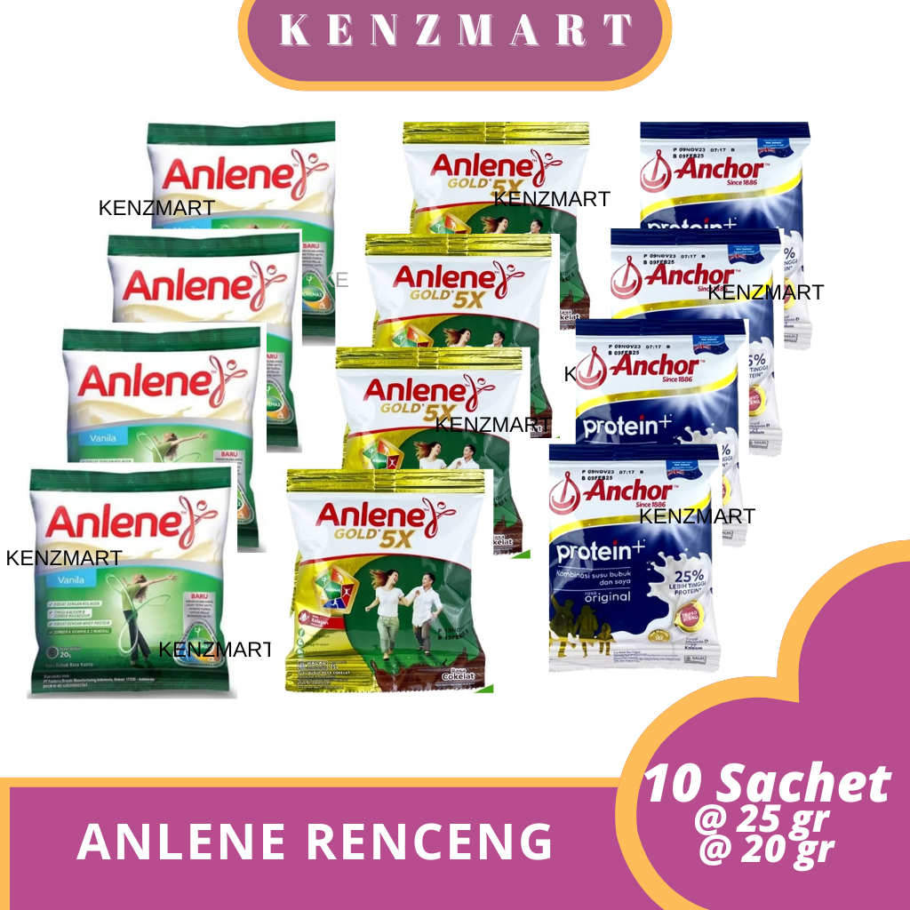 

Anlene Actifit / Anlene Gold 5X Renceng Isi 10 x 25gr Susu Bubuk Tinggi Kalsium untuk Lansia 50+ / Susu Anlene Gold