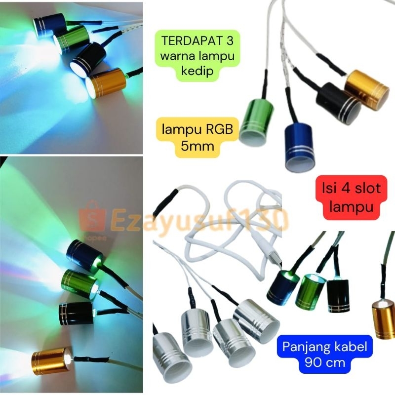 lAMPU LED SOROT SOUND MINIATUR 4 LAMPU RGB 5 mm (4 warna kedip)