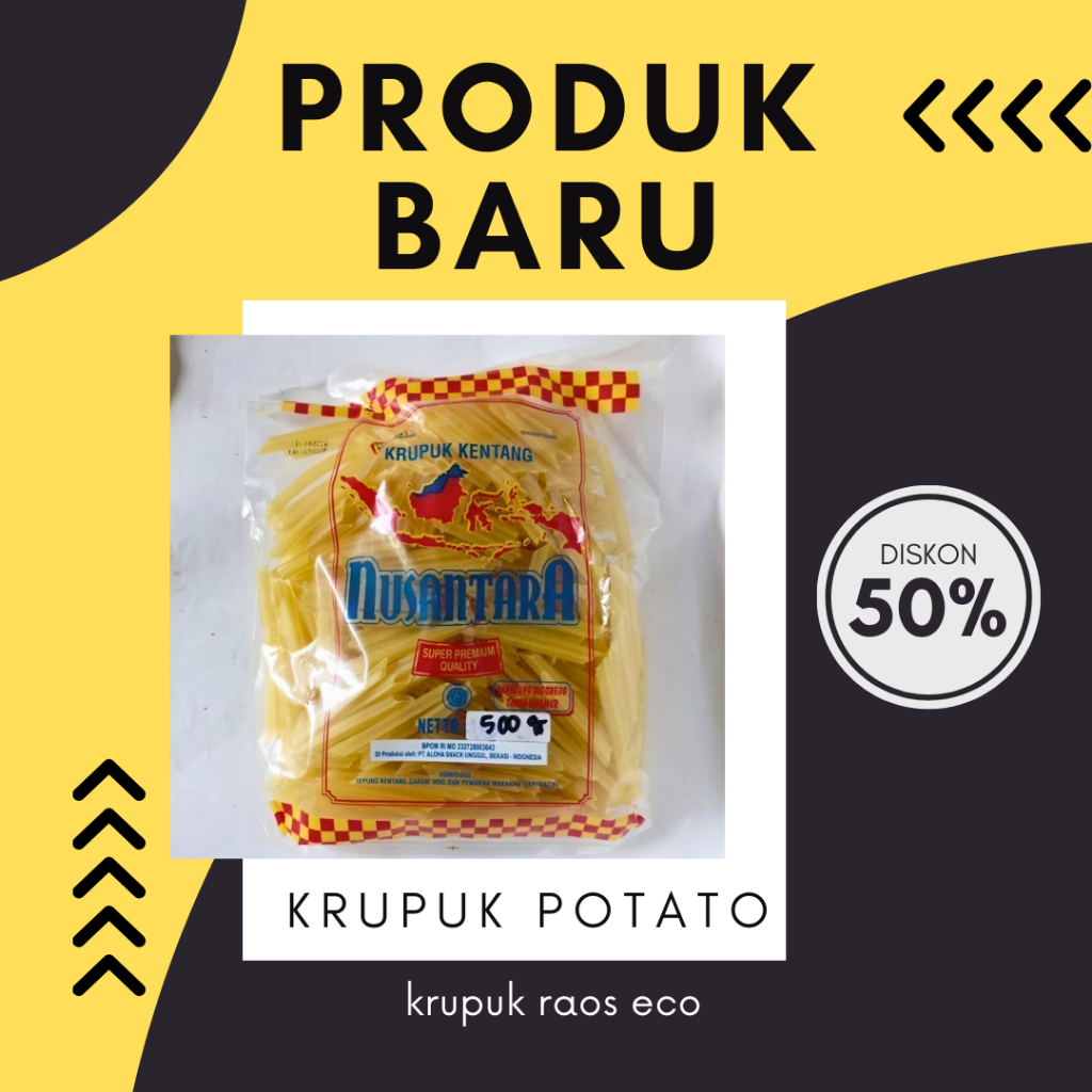 

Kerupuk Stik Kentang Krupuk Potato Stick Mentah Cap Nusantara Enak Gurih Renyah 500 Gram