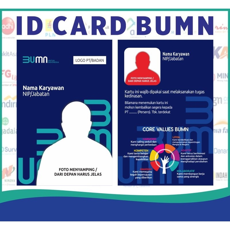 

BUMN ID CARD PVC INSTANT PRIN NAME TAG IDENTITAS KARYAWAN PT