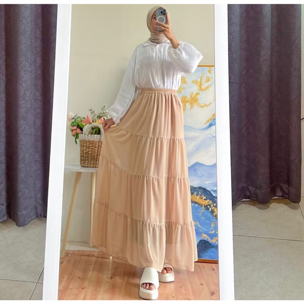 Rok Susun Jumbo Rok Wanita Rok Tutu Bawahan Wanita Rok Panjang Model Payung - Rok Wanita Viral