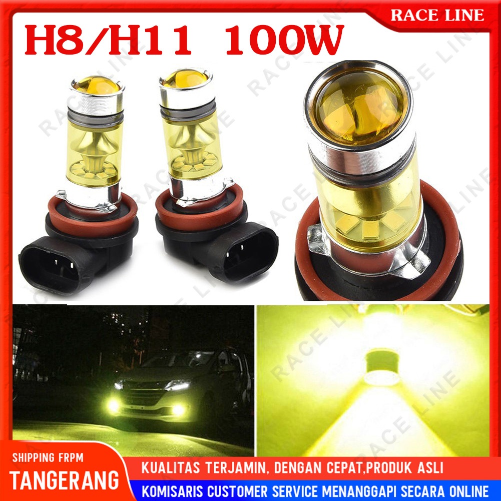 2pcs Mobil Led Lampu Kabut Led H11 H8 4300K 100W 1500LM Super Terang Warna Kuning PUITH Lampu Led Su