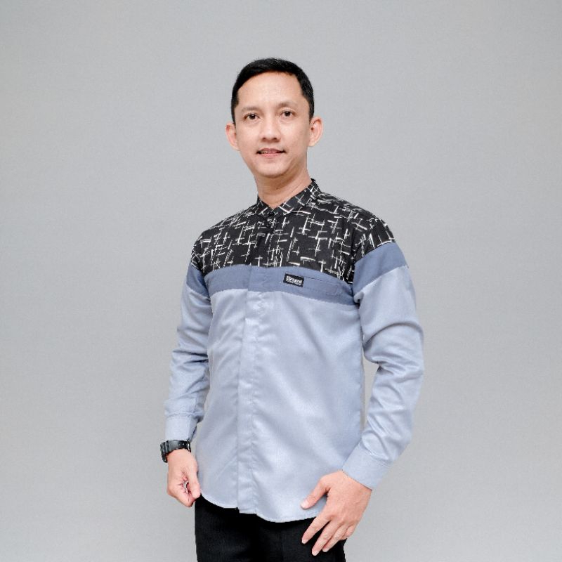 Kemeja Koko Muslim El Rumi Lengan Panjang Kombinasi Motif Senopati