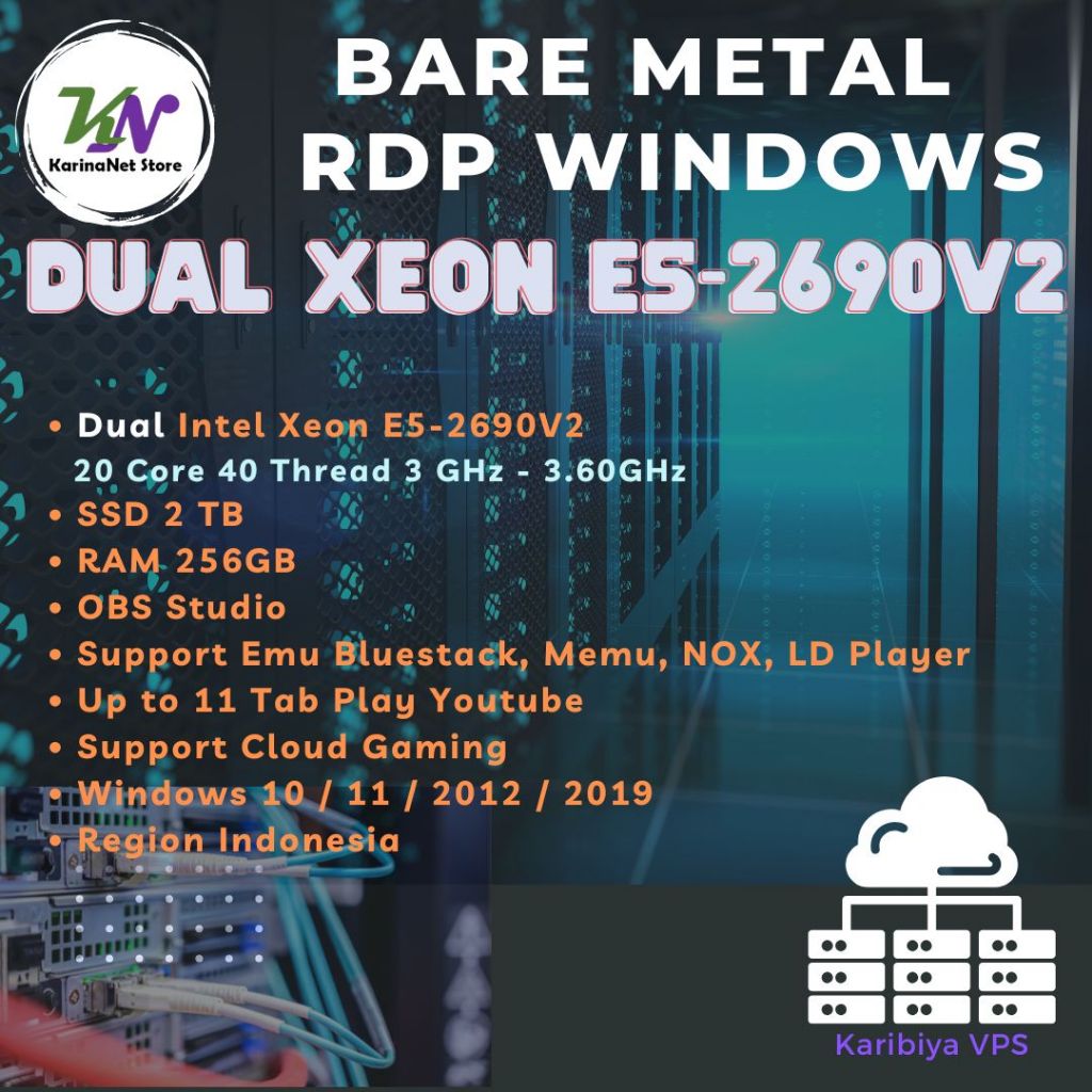 Bare Metal Server RDP Dedicated Dual Xeon 2690v2 Emulator Vmware Android Youtube VPN BOT
