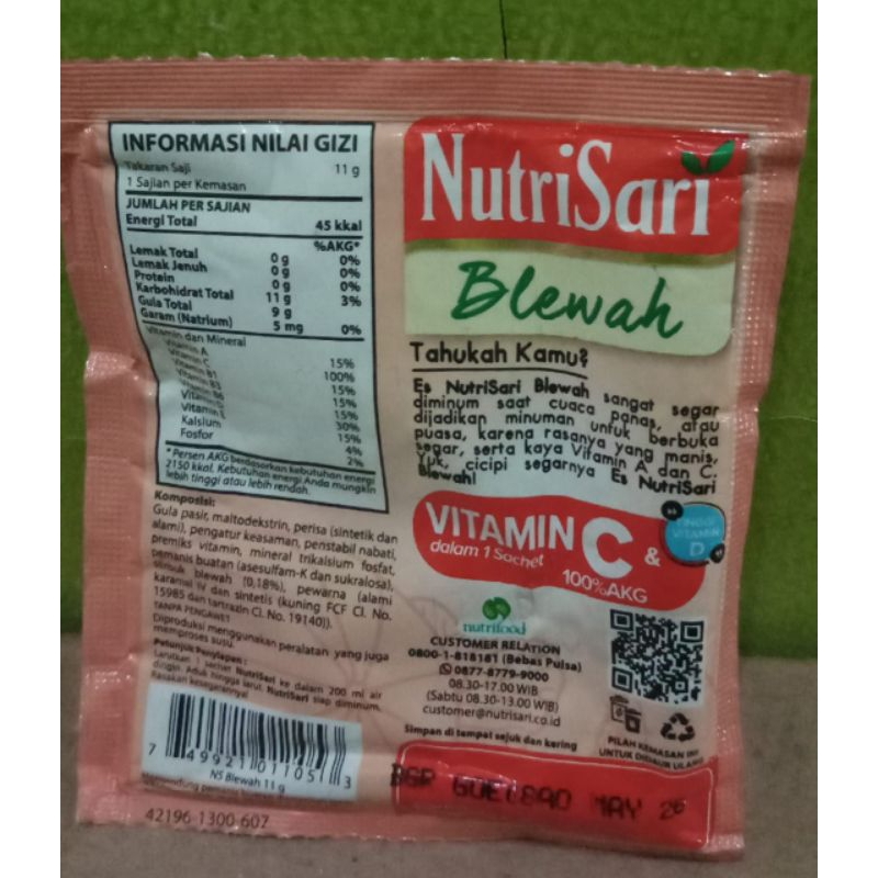 

nutrisari blewah vitamin c dalam 1 sachet