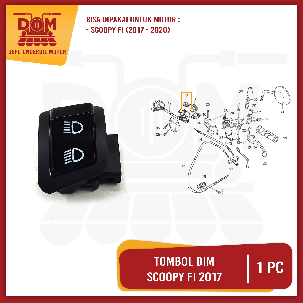 Tombol Dim Scoopy FI 2017 (PSP) Switch Saklar Sakelar Dimmer Jauh Dekat Honda Scoopy eSP Fi 2017