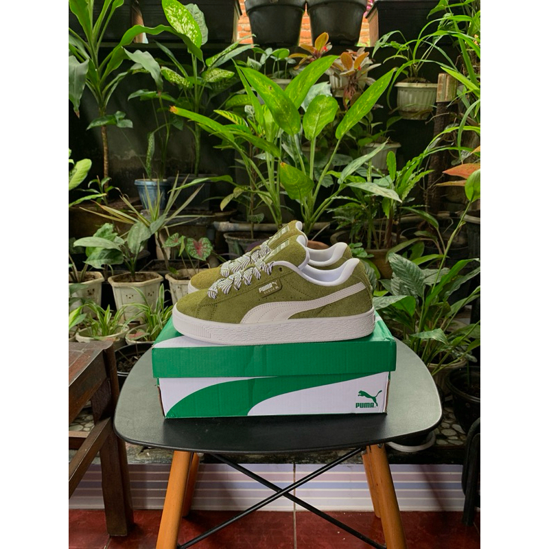 sepatu sneakers puma suede xl soft “olive green” original 396381-01