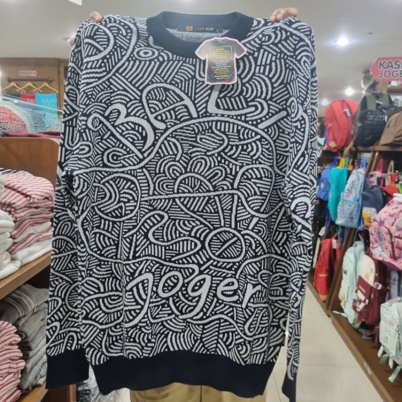 SWEATER ORI JOGER MOTIF TALI, SWEATER COWOK OLEH OLEH BALI OUTER WEAR CARDIGAN MAN