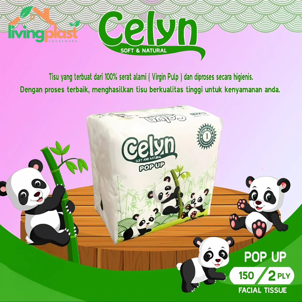 Facial Tissue Pop Up Celyn 2Ply 150 Sheets / Tissue Mini Travel / Tissue Wajah Segi / Tissue Murah