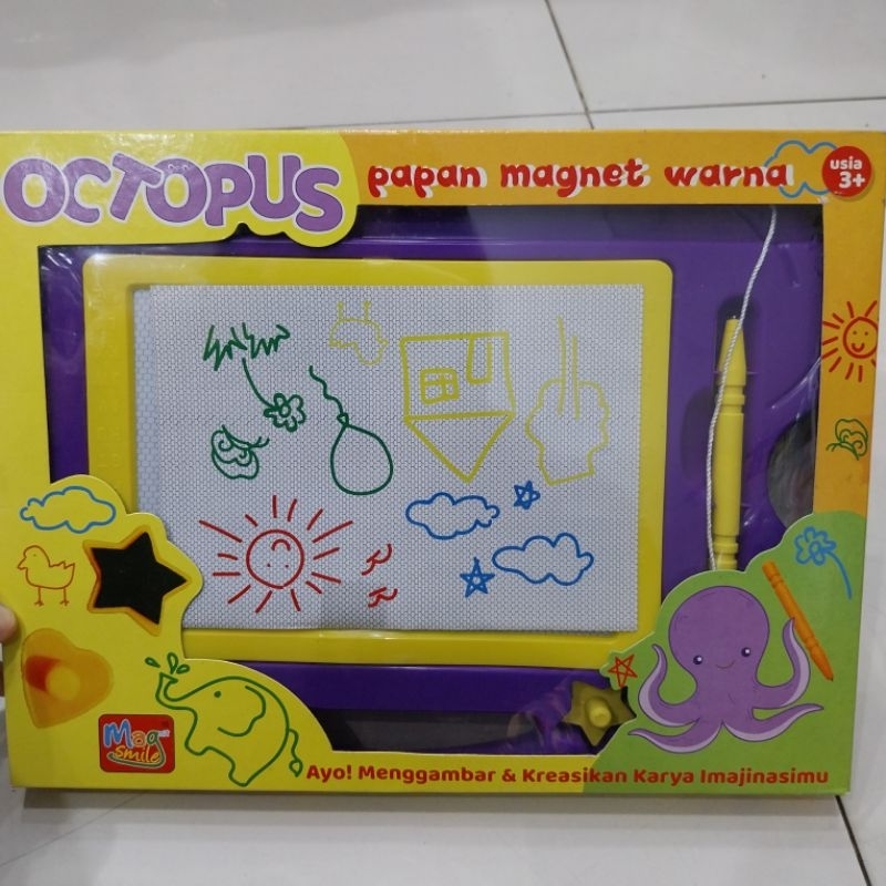 

Mainan anak Papan tulis magnet 4warna octopus/Bonus 1toy random