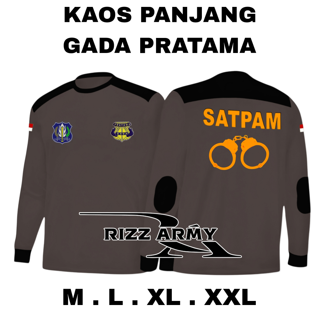 KAOS SATPAM LENGAN PANJANG COKLAT GADA PRATAMA GAMBAR BORGOL