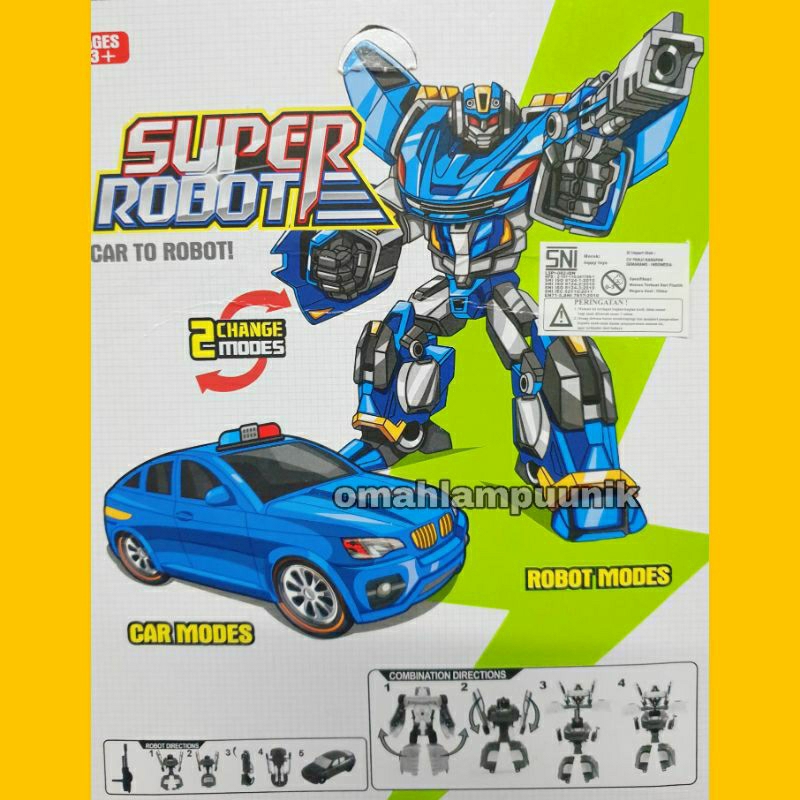 Mainan Anak Robot 2in1 Mainan Super Robot Polisi Berubah Mobil/ Mainan Robot Mobil Polisi